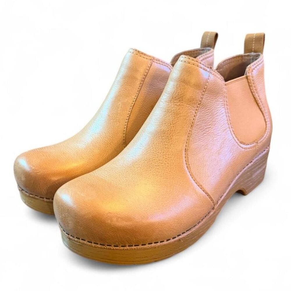 Dansko Frankie Chelsea Boots Women 42 US 11 Honey Distressed Leather Clog Ankle